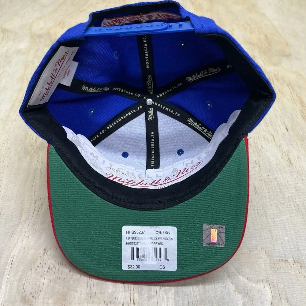 NEW Denver Nuggets Mitchell Ness Hardwood Classics 2 Tone Snapback Hat Cap